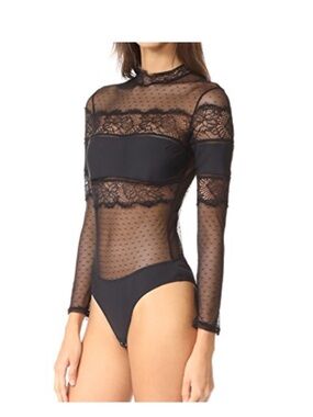 Thistle and Spire Amore black lace size medium bodysuit NWT